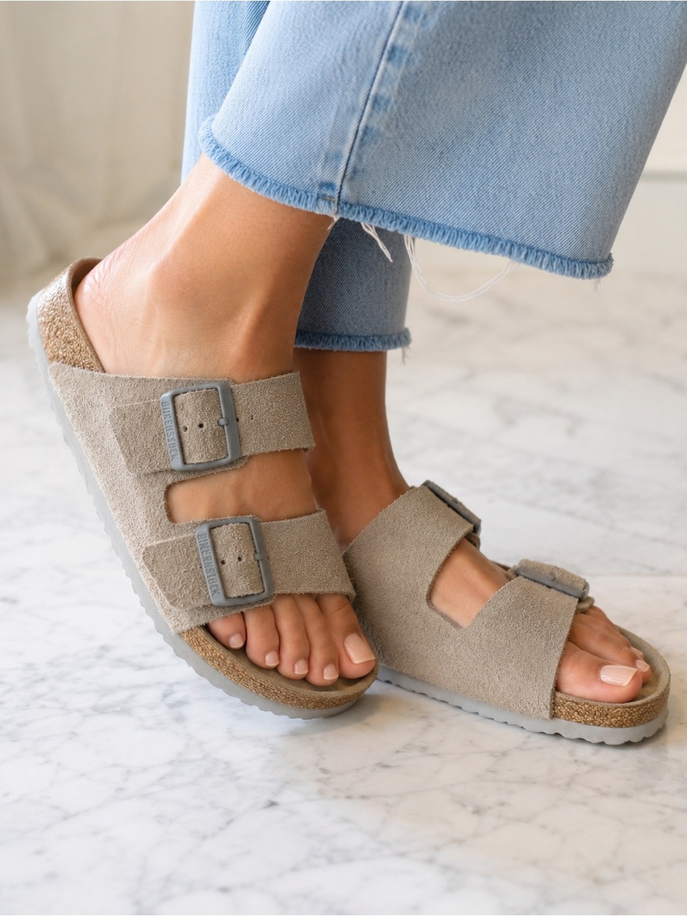 Arizona Soft Footbed Suede Leather Birkenstock Stone size 38